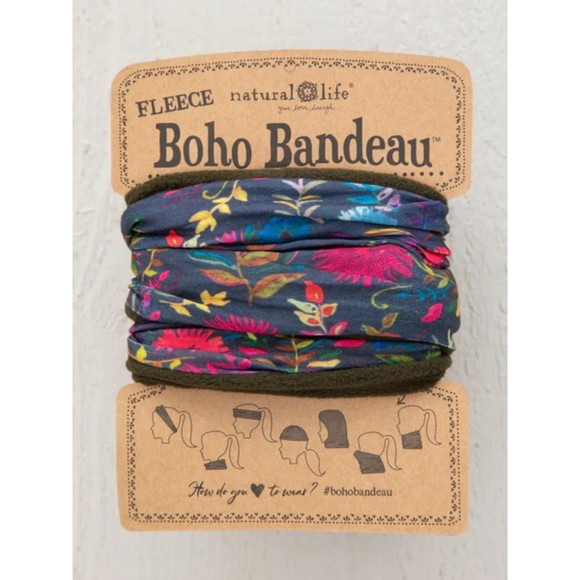 NATURAL LIFE Accessories - Natural Life Boho Bandeau Fleece Lined Headband Navy Wildflower Neck Gaiter NWT